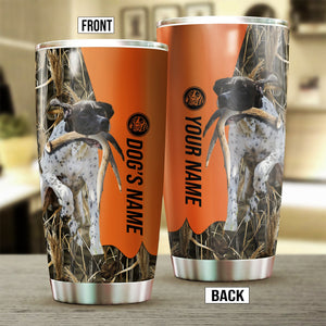 English Pointer Birds & Deer shed Hunting Dog Custom name Stainless Steel Tumbler Cup FSD4331