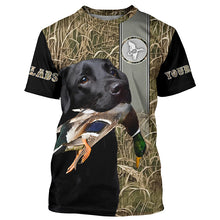Load image into Gallery viewer, Black Labrador Duck Hunting with Dog Waterfowl Camo Custom Name All Over Printed Shirts, Personalized Gifts FSD2582