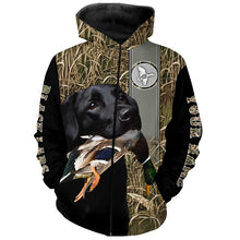 Load image into Gallery viewer, Black Labrador Duck Hunting with Dog Waterfowl Camo Custom Name All Over Printed Shirts, Personalized Gifts FSD2582