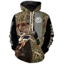 Load image into Gallery viewer, Chocolate Labrador Retriever Duck Hunting with Dog Waterfowl Camo Custom Name All Over Printed Shirts, Personalized Gifts FSD2583