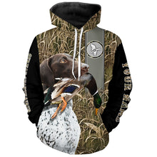 Load image into Gallery viewer, German Shorthaired Pointer Duck Hunting with Dog Waterfowl Camo Custom Name All Over Printed Shirts, Personalized Gifts FSD2584