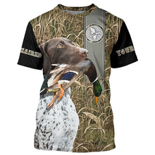 Load image into Gallery viewer, German Shorthaired Pointer Duck Hunting with Dog Waterfowl Camo Custom Name All Over Printed Shirts, Personalized Gifts FSD2584