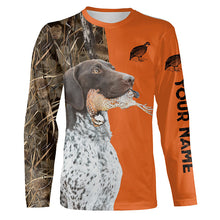 Load image into Gallery viewer, Quail hunting with German Shorthaired Pointer custom bird hunting shirts, Pointing dog hunting gifts FSD3733