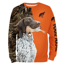 Load image into Gallery viewer, Quail hunting with German Shorthaired Pointer custom bird hunting shirts, Pointing dog hunting gifts FSD3733