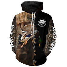 Load image into Gallery viewer, Chocolate Labrador Retriever Hunting Dog Custom Name Hoodie Shirt for Hunter FSD4687