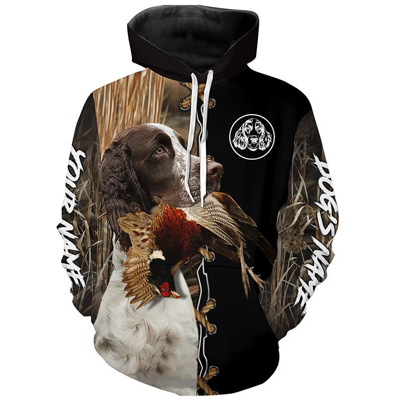 English Springer Spaniel Hunting Dog Custom Name Hoodie Shirt for Hunter FSD4689