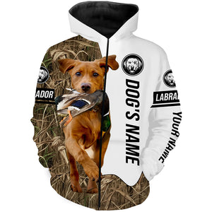 Duck Hunting with Fox Red Labrador Retriever Dog Custom Name Camo Full Printing Shirts, Hoodie FSD3509