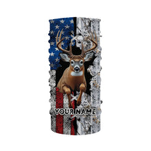 Load image into Gallery viewer, Deer Hunting American flag snow winter camo Custom name Shirts, Deer Hunting Gifts FSD896