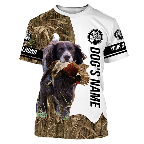 Pheasant Hunting with Deutscher Wachtelhund (German Spaniel) Dog Custom Name All over printed Shirts FSD3630