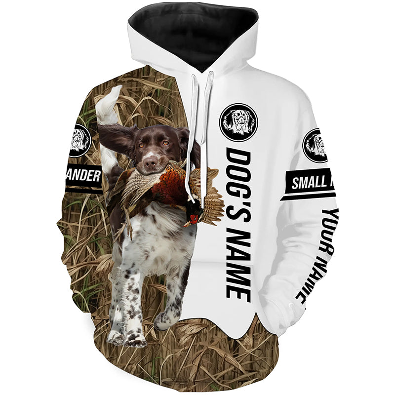 Pheasant Hunting with Small Munsterlander Dog Custom Name Camo All over printed Shirts FSD3631