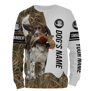 Pheasant Hunting with Small Munsterlander Dog Custom Name Camo All over printed Shirts FSD3631