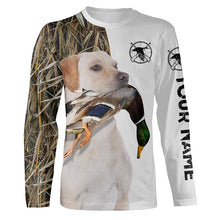 Load image into Gallery viewer, Duck Hunting with white Lab dog Custom Name 3D All Over Print Shirt - Labrador Retriever Hunting Gifts FSD3748