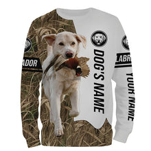 Load image into Gallery viewer, Pheasant Hunting with white Lab Custom Name Camo Full Printing Shirt - Labrador Retriever Hunting Gift FSD3749