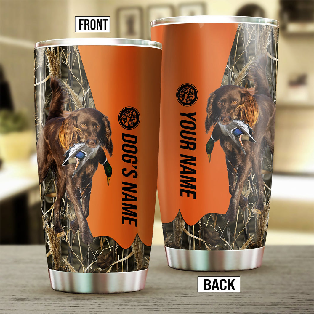 Deutsch Langhaar Birds & Deer shed Hunting Dog Custom name Stainless Steel Tumbler Cup FSD4472