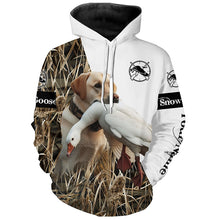 Load image into Gallery viewer, Snow Goose hunting with dog yellow labrador Custom Name All over print Shirt, Hunting gift ideas FSD1968