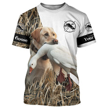 Load image into Gallery viewer, Snow Goose hunting with dog yellow labrador Custom Name All over print Shirt, Hunting gift ideas FSD1968