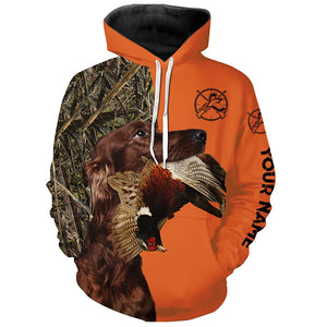 Pheasant hunting with red Irish setter Dogs Customize name 3D All over print Shirts FSD3757