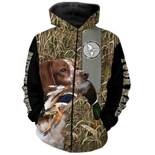 Load image into Gallery viewer, Brittany Dog Hunting Duck Brittany Spaniels custom Shirts, duck hunting hoodie, Duck hunting Gifts FSD3351