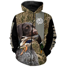 Load image into Gallery viewer, Deutsch Drahthaar Duck hunting waterfowl camo Shirts, duck hunting hoodie, Duck hunting Gifts FSD3352