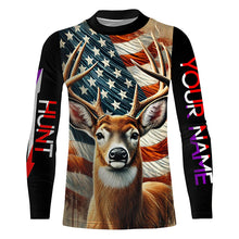 Load image into Gallery viewer, Deer Hunting American flag Custom name Shirts for Hunter, Best Deer Hunting Gifts FSD426