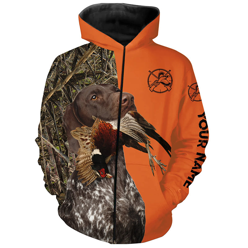 Pheasant hunting with liver roan gsp German Shorthaired Pointer Customize Name full printing Shirts FSD3762