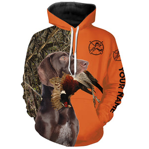 Pheasant hunting with solid liver gsp German Shorthaired Pointer Customize Name full printing Shirts FSD3761