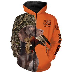 Pheasant hunting with solid liver gsp German Shorthaired Pointer Customize Name full printing Shirts FSD3761