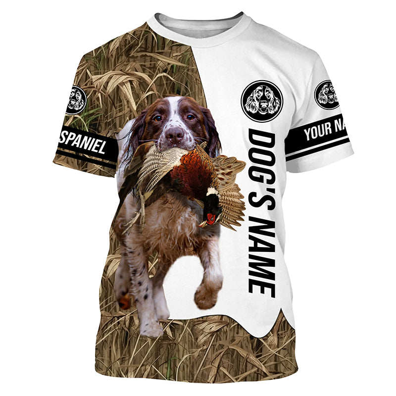 Pheasant Hunting with Springer Spaniel Dog Custom Name Camo Full Printing Shirts, English Springer Spaniel - FSD2770