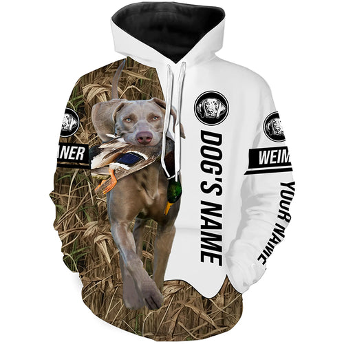 Duck Hunting with Weimaraner Dog Custom Name Camo Full Printing Shirts, Gundog hunting Shirt - FSD2778