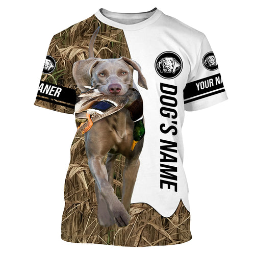 Duck Hunting with Weimaraner Dog Custom Name Camo Full Printing Shirts, Gundog hunting Shirt - FSD2778