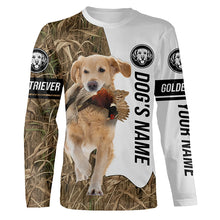 Load image into Gallery viewer, Pheasant Hunting with Golden Retriever Dog Custom Name Camo Full Printing Shirts, Hoodie FSD3537