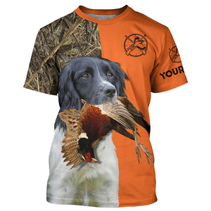 Pheasant hunting with English Springer Spaniel (black and white) Dogs Custom 3D All over print Shirts FSD3775