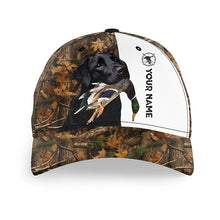 Load image into Gallery viewer, Duck hunting with Black Labs 3D camo Custom Name hunting hat Adjustable Unisex hunting Baseball hat FSD2611