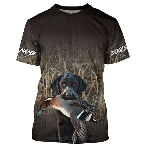 Black Labrador Retriever Dog Pintails Hunting Waterfowl Camo Shirts, Pintail Hunting clothes FSD4543