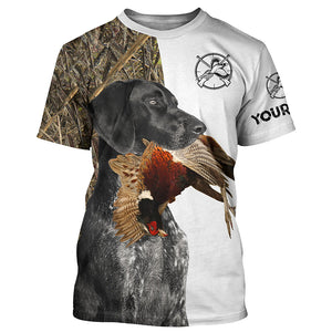 Pheasant Hunting Dog Black and White German Shorthaired Pointer Camo Customize Name full Printed Shirts FSD3418