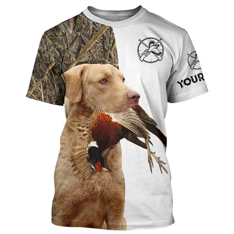 Pheasant Hunting With Dog Chesapeake Hunting Dog Customize Name All Over Printed Shirts - Personalized Hunting Gifts FSD2164