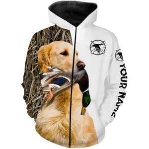 Duck Hunting With Dog Golden Retriever Customize Name 3D All Over Printed Shirts - Personalized Hunting Gifts FSD2166