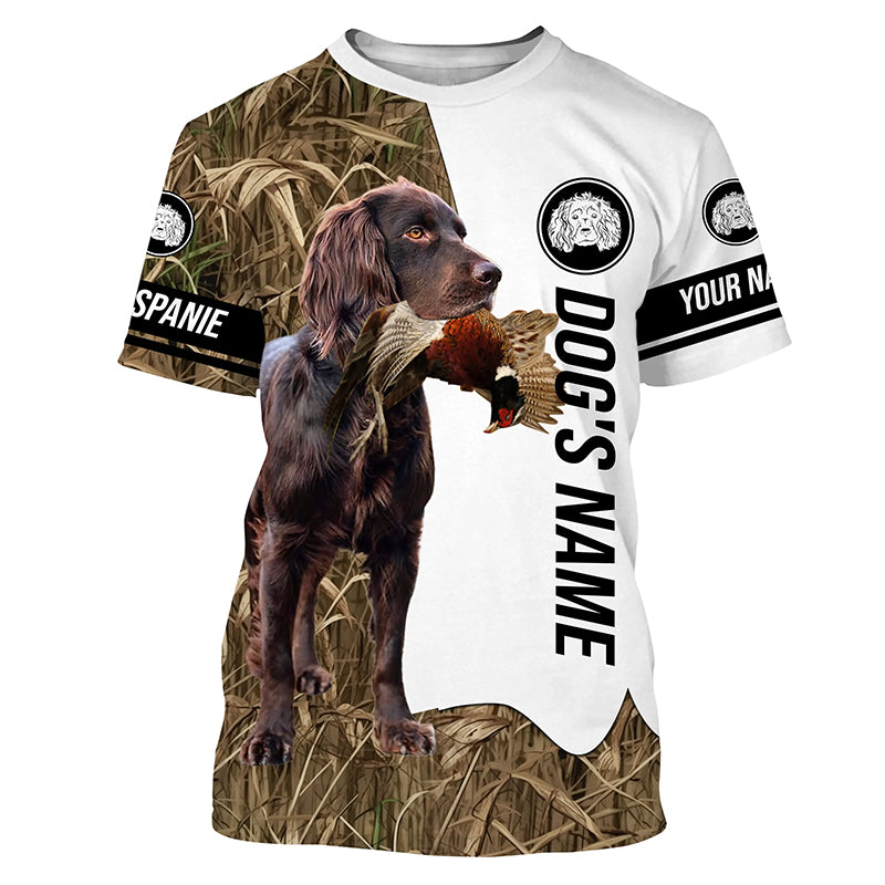 Pheasant Hunting with Boykin Spaniel Custom Name Camo Full Printing Shirts, Bird dog hunting gifts FSD3783