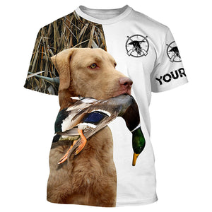 Duck Hunting With Dog Chesapeake Bay Retriever Custom Name 3D All Over Print Shirt, Hoodie Personalized Hunting Gifts FSD1864