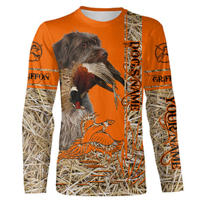 Wirehaired Pointing Griffon Dog Pheasant Hunting Blaze Orange Hunting Shirts, Pheasant Hunting Clothing FSD4165