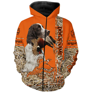 English Springer Spaniel Dog Pheasant Hunting Blaze Orange Hunting Shirts, Pheasant Hunting Clothing FSD4169