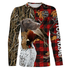 Load image into Gallery viewer, German Shorthaired Pointer Hunting Dog Red Plaid Fall Camo Custom Name all over printing Shirts FSD4225