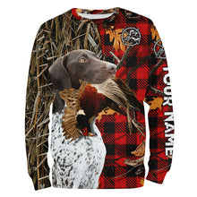 Load image into Gallery viewer, German Shorthaired Pointer Hunting Dog Red Plaid Fall Camo Custom Name all over printing Shirts FSD4225