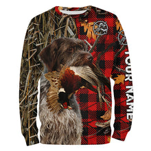 Load image into Gallery viewer, Wirehaired Pointing Griffon Hunting Dog Red Plaid Fall Camo Custom Name all over printing Shirts FSD4228