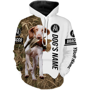 Pheasant Hunting with Bracco dog Custom Name Camo Full Printing Shirts, Bird Hunting Gifts FSD3565