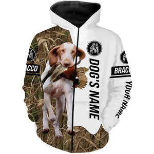 Pheasant Hunting with Bracco dog Custom Name Camo Full Printing Shirts, Bird Hunting Gifts FSD3565