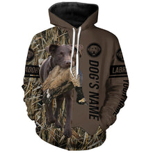 Load image into Gallery viewer, Chocolate Labrador Retriever Hunting dog customized Name Shirt, camo and brown color FSD4671