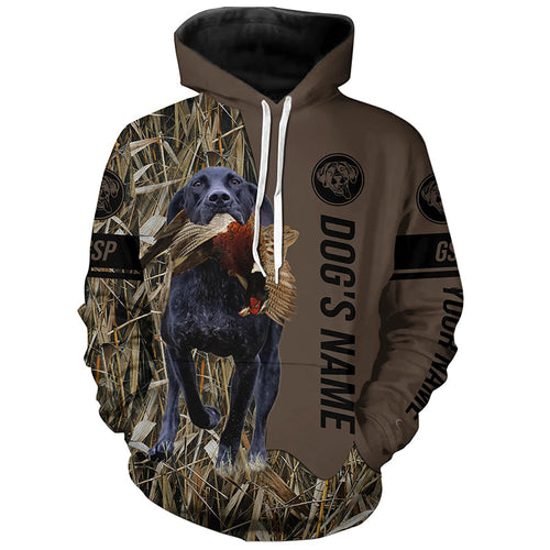 Black GSP Hunting dog customized Name Shirt, camo and brown color FSD4674