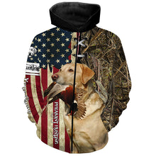 Load image into Gallery viewer, Yellow Labrador Retriever Hunting Bird Dog Pheasant Hunter American flag full printing shirt, Hoodie FSD3246
