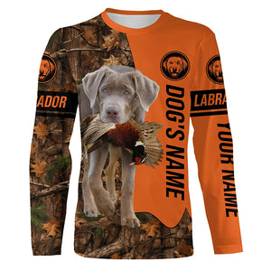 Pheasant Hunting with Dog Silver Labs Customize Name Shirts for Bird Hunter FSD4073